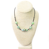 Murano Glass Green Gray Abstract Ball Silver Necklace - JKC Murano