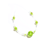 Murano Glass Lime Green Twist Illusion Sterling Silver Necklace, Venetian Jewelry - JKC Murano
