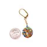 Murano Italian Glass Colorful Klimt Disc Gold Earrings