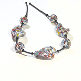 Murano Glass Klimt Twist Chunky Silver Necklace, Venetian Jewelry - JKC Murano