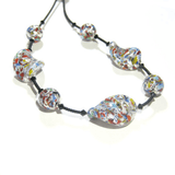Murano Glass Klimt Twist Chunky Silver Necklace, Venetian Jewelry - JKC Murano