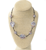 Murano Glass Klimt Twist Chunky Silver Necklace, Venetian Jewelry - JKC Murano