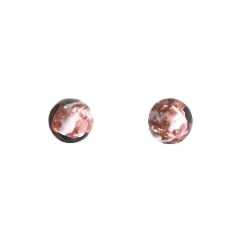 Murano Pale Pink Copper Ball Post  Earrings, Studs