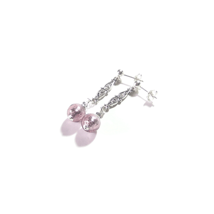 Murano Italian Glass Pale Purple Sterling Silver Earrings - JKC Murano