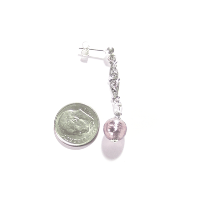 Murano Italian Glass Pale Purple Sterling Silver Earrings - JKC Murano