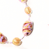 Murano Glass Lilac Purple Oval Beaded Gold Necklace - JKC Murano
