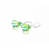 Murano Glass Sea Green and Lime Ball Silver Earrings, Italian Jewelry - JKC Murano