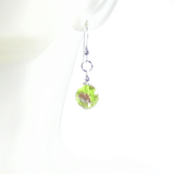 Murano Glass Lime Green Ball Gold Copper Silver Earrings - JKC Murano