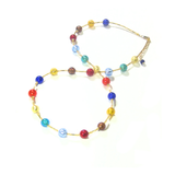 Murano Glass Colorful Ball Long Gold Necklace - JKC Murano