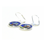 Murano Glass Colorful Tree of Life Blue Disc Sterling Silver Earrings - JKC Murano