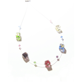 Murano Glass Colorful Cube Silver Necklace, Illusion Necklace - JKC Murano