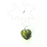 Murano Glass Olive Green Heart Pendant By JKC Murano - JKC Murano