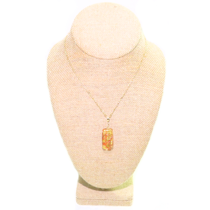 Murano Glass Gold Orange Stick Pendant Necklace, Italian Jewelry