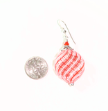 Murano Mouth Blown Glass Orange Stripe Hollow Disc Earrings