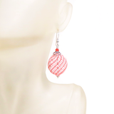 Murano Mouth Blown Glass Orange Stripe Hollow Disc Earrings