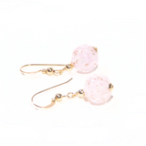 Murano Glass Pale Pink Ball Gold Earrings, Venetian Jewelry - JKC Murano