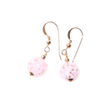 Murano Glass Pale Pink Ball Gold Earrings, Venetian Jewelry - JKC Murano