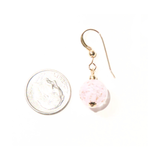 Murano Glass Pale Pink Ball Gold Earrings, Venetian Jewelry - JKC Murano