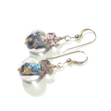 Murano Glass Sparkling Dichroic Gold Earrings, Murano Glass Jewelry - JKC Murano
