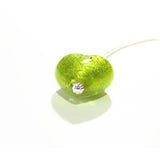 Murano Glass Lime Green Heart Pendant, Genuine Venetian Jewelry