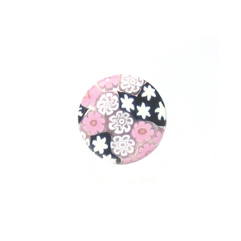 Murano Glass Black Pink Round Millefiori Ring - JKC Murano