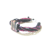 Murano Glass Pink Black Beaded Silver Bracelet - JKC Murano