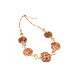 Murano Pink Sparkle Disc Gold Necklace