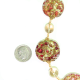 Murano Pink Sparkle Disc Gold Necklace
