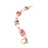 Murano Glass Pink Chunky Rectangle Gold Bracelet - JKC Murano