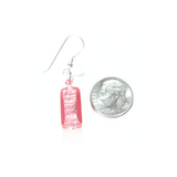 Murano Glass Pink Rectangle Silver Earrings, Fishhook Earrings - JKC Murano