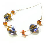 Murano Glass Plum Topaz Nugget Gold Necklace, Italian Glass Jewelry - JKC Murano
