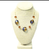 Murano Glass Plum Topaz Nugget Gold Necklace, Italian Glass Jewelry - JKC Murano