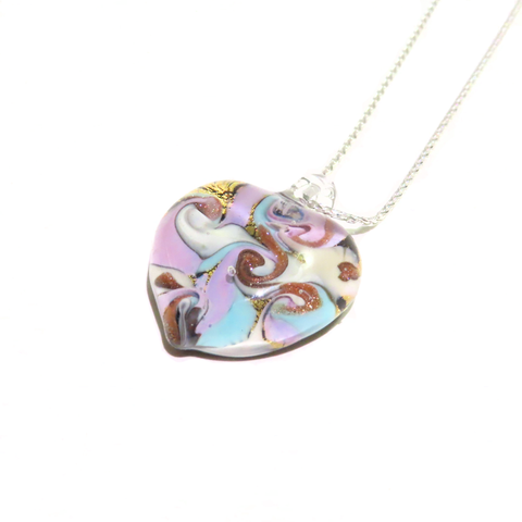 Murano Glass Heart Purple Swirl Pendant Necklace by JKC Murano