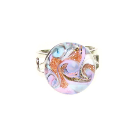 Murano Glass Purple Turquoise Ring