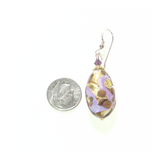 Murano Glass Purple Gold Copper Oval Dangle Gold Earrings - JKC Murano