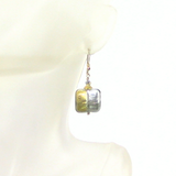 Murano Glass Pillow Square Silver Gold Earrings - JKC Murano