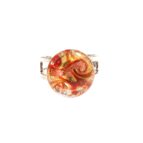 Murano Glass Red Gold Ring