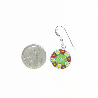 Murano Glass Millefiori Disc Sterling Silver Earrings - JKC Murano