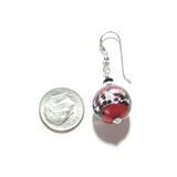 Murano Glass Red Leopard Ball Sterling Silver Earrings - JKC Murano