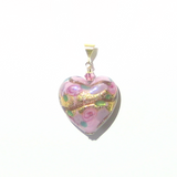Murano Glass Pink Lilac Rose Heart Gold Pendant By JKC Murano - JKC Murano