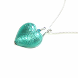 Murano Glass Sea Green Heart Pendant By JKC Murano - JKC Murano