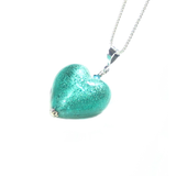 Murano Glass Sea Green Heart Pendant By JKC Murano - JKC Murano