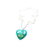 Murano Glass Sea Green Millefiori Heart Pendant