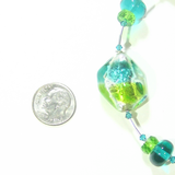 Murano Glass Sea Green Lime Nugget Sterling Silver Necklace, Italian Glass Jewelry - JKC Murano