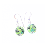 Murano Glass Green Black Gray Abstract Ball Silver Earrings - JKC Murano