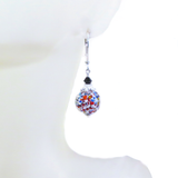 Murano Glass Colorful Klimt Ball Sterling Silver Earrings