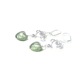Murano Glass Gray Heart Long Dangle Silver Earrings - JKC Murano