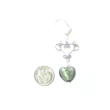 Murano Glass Gray Heart Long Dangle Silver Earrings - JKC Murano