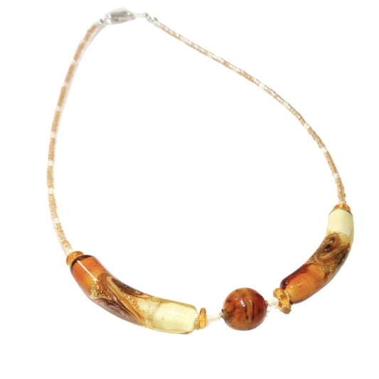 Murano Glass Topaz Swirl Tube Necklace by JKC Murano