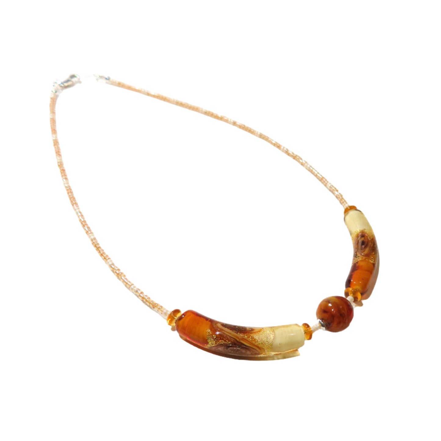 Murano Glass Topaz Swirl Tube Necklace by JKC Murano